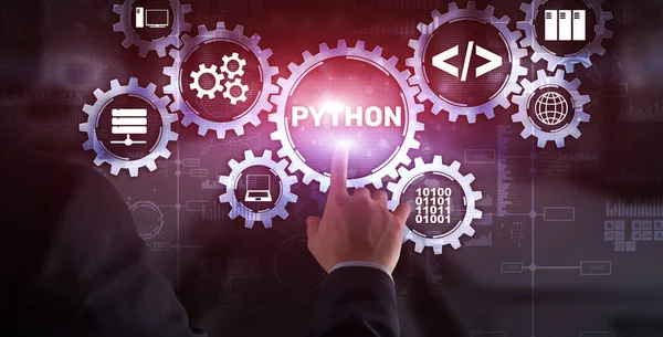 Pythonの高レベルプログラミング言語 通信技術の概念 — ストック写真