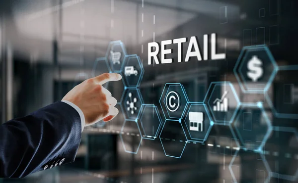 Butikskoncept Marknadsföringskanaler Handel Shopping Automation Virtuell Skärm — Stockfoto