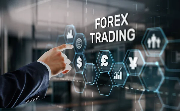 Napis Forex Trading Wirtualnym Ekranie Koncepcja Rynku Akcji — Zdjęcie stockowe