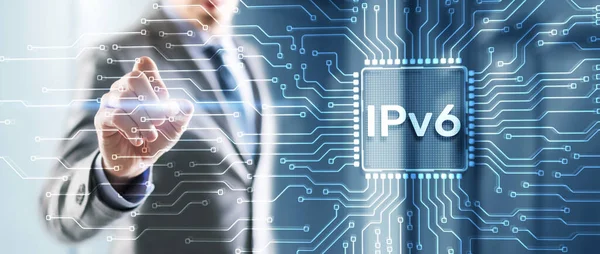 Clicando Tela Virtual Ipv6 Conceito Negócio Tecnologia Internet Rede — Fotografia de Stock