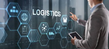 Lojistik ağ dağılımı ve ulaşım konsepti. Mal teslimatı.