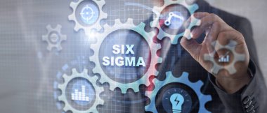 Altı Sigma İmalat Kalite Kontrolü. Süreç geliştirme konsepti. İş dünyası internet teknojisi.
