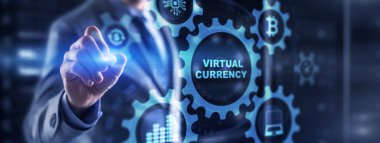 Sanal Para Birimi Finans Teknolojisi Arkaplan Değişimi Yatırım Konsepti.