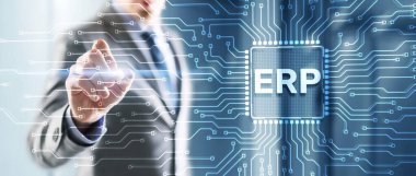 Atılgan Kaynak Planlama ERP Şirketi kavramına dokunuyorum. Sunucu odası arkaplanındaki soyut arkaplan.