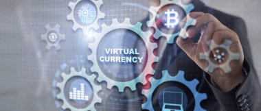 Sanal Para Birimi Finans Teknolojisi Arkaplan Değişimi Yatırım Konsepti.