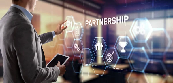 Partnerstwo Firm Współpraca Koncepcja Internetu Technologii Biznesowych — Zdjęcie stockowe