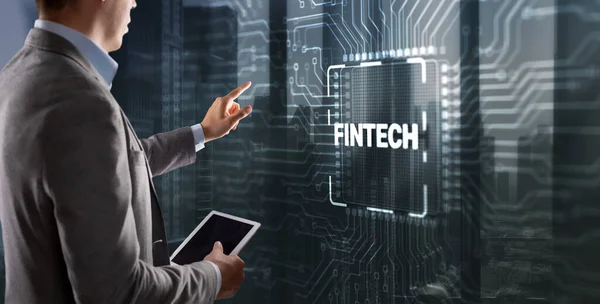 Aprovechando Inscripción Fintech Tecnología Financiera Dinero Digital Internet Banca Concepto — Foto de Stock