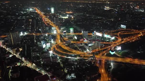 Kilátás Baiyoke Sky Tól Bangok Éjszakáig Közúti Forgalom — Stock videók