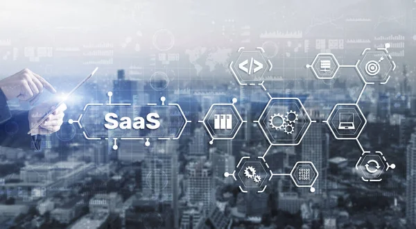 Saas Software Als Service Konzept Mit Manuellem Textdrücken — Stockfoto
