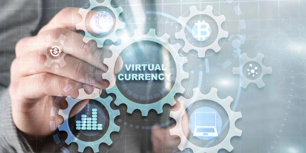 Virtuele Valuta Financiële Technologie Achtergrond Uitwisseling Investeringsconcept — Stockfoto