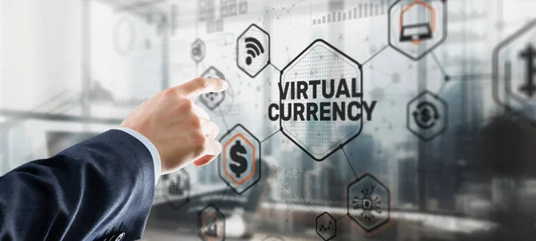 Symbole Walut Wirtualnym Ekranie Koncepcja Inwestycji Wymiany Walut Wirtualnych 2023 — Zdjęcie stockowe