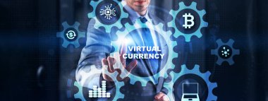 Sanal Para Birimi Finans Teknolojisi Arkaplan Değişimi Yatırım Konsepti.