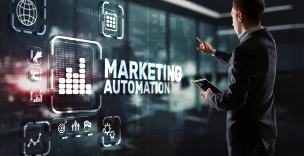 Koncepcja Automatyzacji Marketingu Technologia Biznesowa Internet Sieć — Zdjęcie stockowe