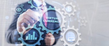 Sanal Para Birimi Finans Teknolojisi Arkaplan Değişimi Yatırım Konsepti.