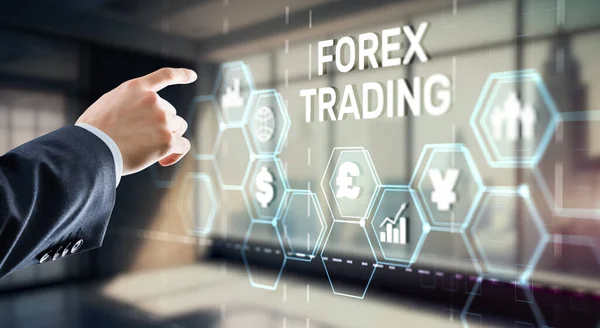 Iscrizione Forex Trading Schermo Virtuale Business Concetto Borsa — Foto Stock