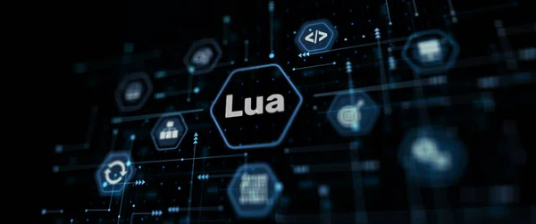 Lua Programming Language. Scripting programming language. Abstract background.