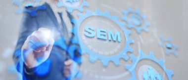 SEM Arama Motoru İyimserleştirme Trafik Web Sitesi İnternet İş Teknolojisi İletişim Konsepti.