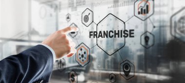 İşadamı Franchise 'i sunar. Karışık Ortam Arkaplanı.