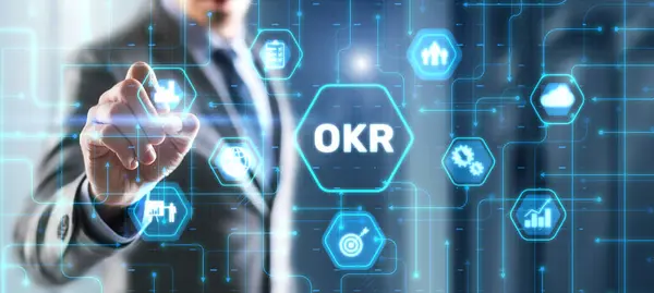 Okr Objective Key Result Business Technology Finance Concept Virtual Screen — Stock Photo, Image