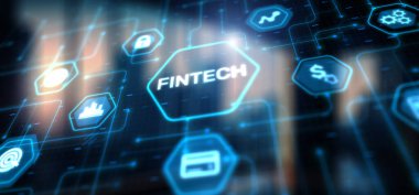 Fintech Finans teknolojisi. İş soyut arkaplanı.