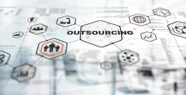 Outsourcing. Recruitment business strategy concept. Internet and modern technology.
