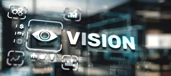 Vision Icon on virtual screen. Business vision presentation.