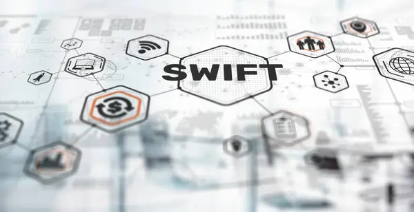 Swift Society Worldwide Interbank Financial Telecommunications International Bank Transfer System — Stock Photo, Image