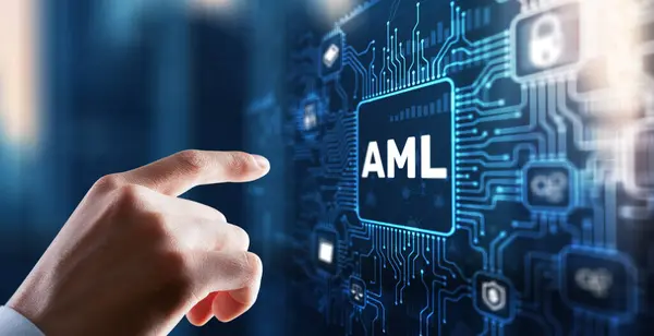 AML Anti Money Laundering Financial Bank Business Technology Concept.