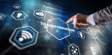 Dönüşüm 'ü seçen iş adamı. Sunumlar için arkaplan.