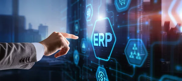 Erp Enterprise Resource Planning Technology Concept Virtual Screen — Stock Photo, Image