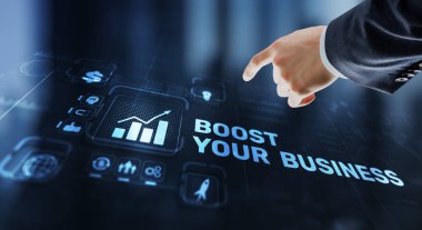 Sanal ekrandaki işinizi artırın. İş Teknolojisi İnternet ve ağ kavramı.