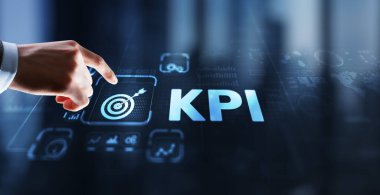 KPI Anahtar Performans Göstergesi Sanal Ekran Üzerine İnternet Teknolojisi Konsepti.