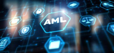 AML Anti Money Laundering Financial Bank Abstract Business Technology Concept.