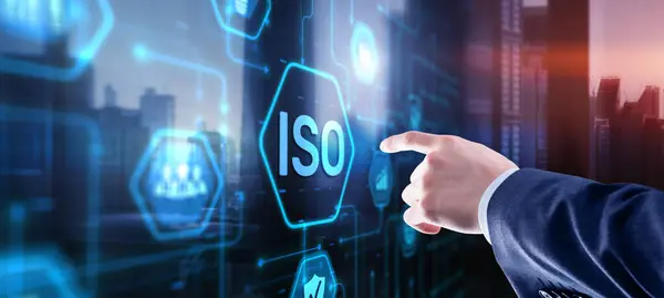 Iso Standard Certification Standardisation Quality Control Concept Virtual Screen — Stock Photo, Image