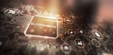 E-ticaret online alışveriş konsepti. Çevrimiçi Dijital Pazarlama.