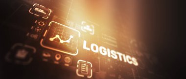 Akıllı lojistik yenilik konsepti. Küresel lojistik ortaklığı Endüstriyel Taşıyıcı Konteynırı.