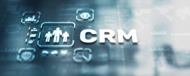 CRM Müşteri İlişkileri Yönetimi. İletişim ve planlama yazılım kavramı.