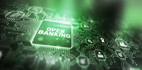 stock image Open banking financial technology concept Mixed Media.