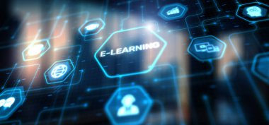 E-öğrenim çevrimiçi öğrenim dersleri konsepti 2024.