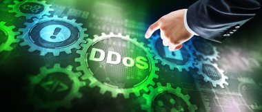 Yazıt: Ddos saldırısı. Business Technology İnternet ağı kavramı.