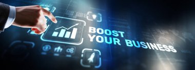 Sanal ekrandaki işinizi artırın. İş Teknolojisi İnternet ve ağ kavramı.