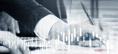 Finansal Borsa Grafiği. Web Sitesi Ekonomik Afişi.