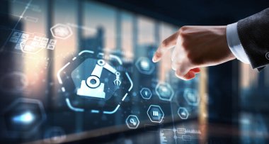 RPA Robot İşlem Otomasyon Sistemi. Yapay zeka kavramı.