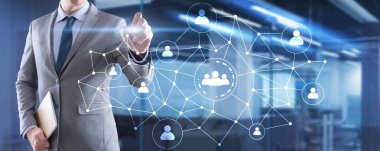 İnsanların ağ yapısı. HR - İnsan kaynakları yönetimi ve işe alım kavramı.