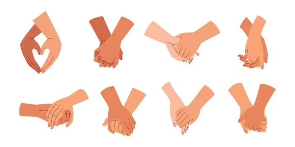 Couples Holding Hands Together Different Types Interlocking Set Pairs Love — Stock vektor