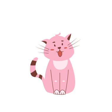 Şirin gülümseyen kedi. Komik kedicik. Beyaz arka planda izole edilmiş evcil hayvan.