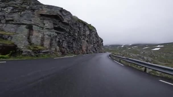 Första Person Tur Nordisk Tvåfilig Väg Berg Hardangervidda Nationalpark — Stockvideo