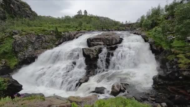 One Norways Largest Waterfalls Way Hardangervidda — Stock Video