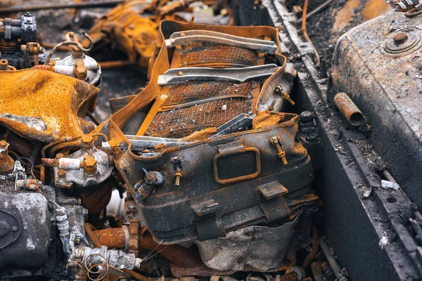 stock image War in Ukraine, destroyed tank, details of the destroyed tank close-up, Kharkiv region