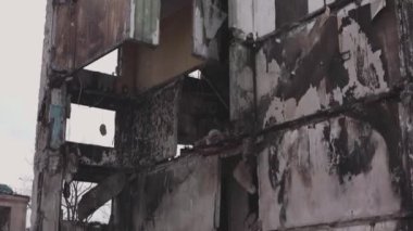War in Ukraine, a destroyed house, a destroyed multi-storey building, Borodyanka after deoccupation